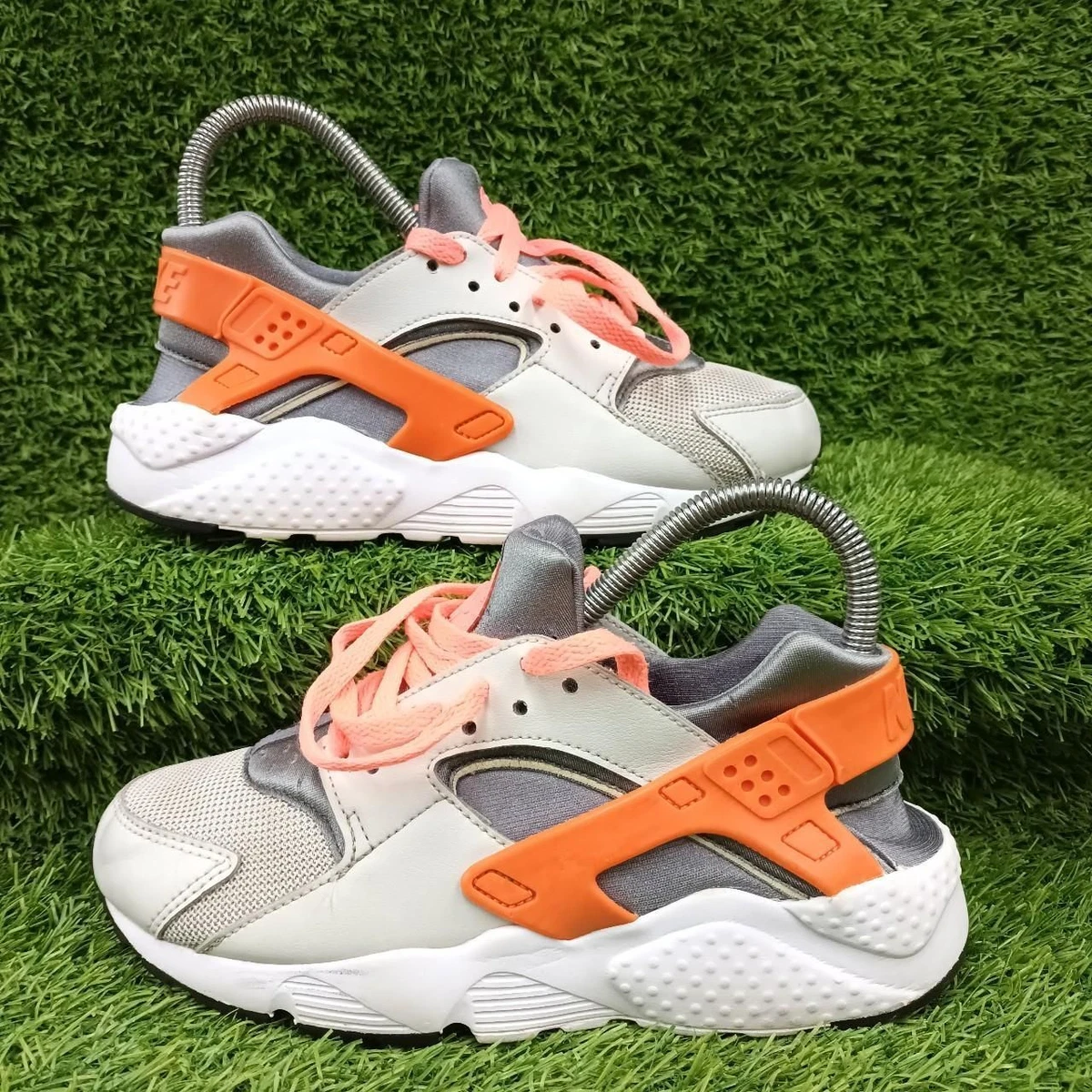 Nike Air Huarache Run Grey Orange White Trainers Size UK 5 654280