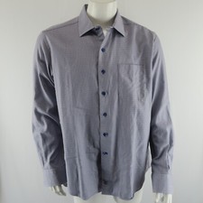 David Donahue Long Sleeve Button Up Shirt Mens XL Blue 100 Cotton