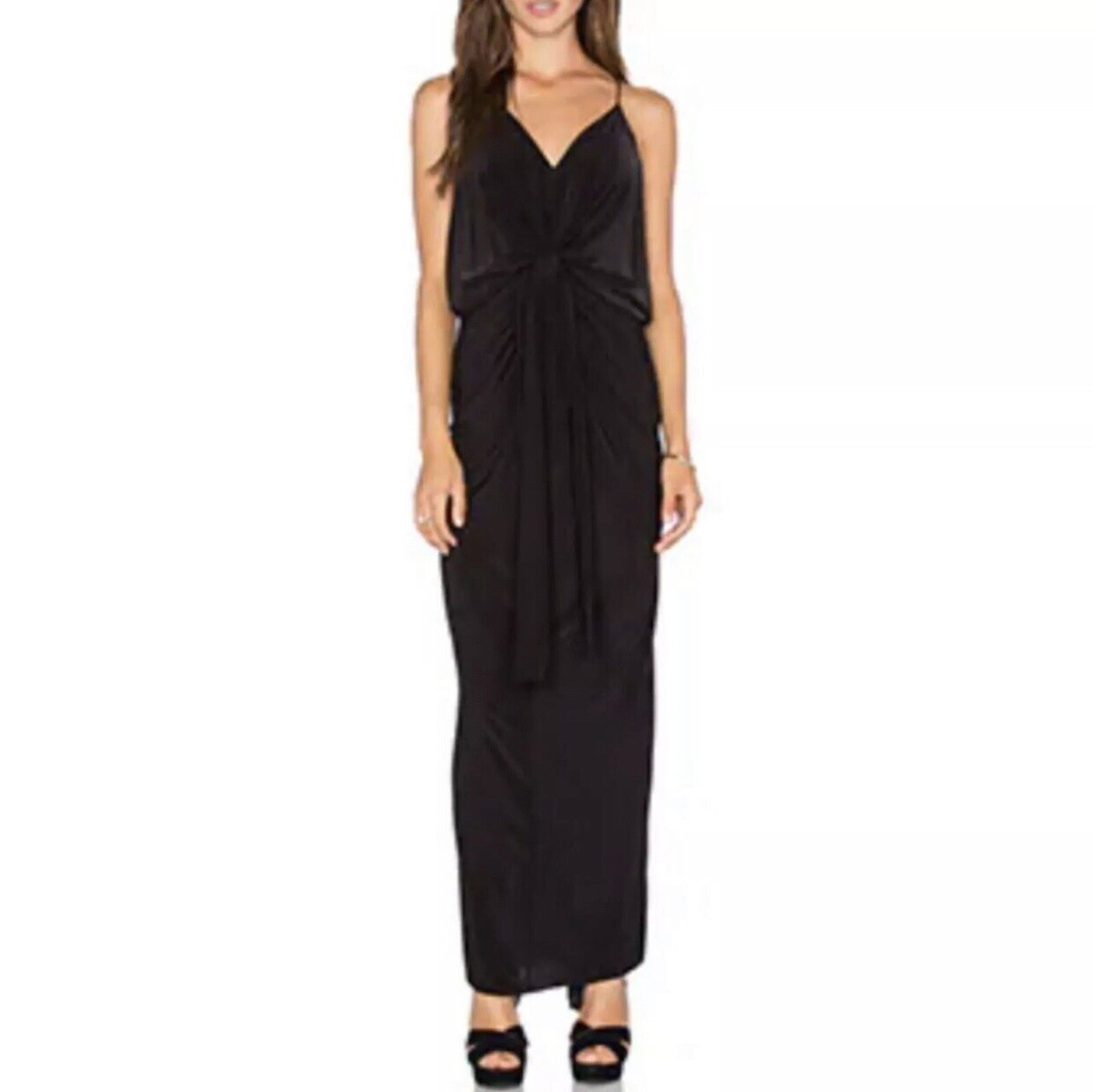 Misa Los Angeles Domino Vneck Knot Front Tie Womens Maxi Dress Size XS |  eBay