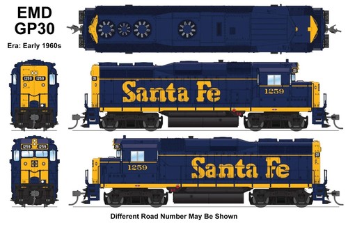 Broadway Limited escala HO ~ EMD GP30 Stealth ATSF #1263 ~ DCC listo ~ 9150 | Zustand: New