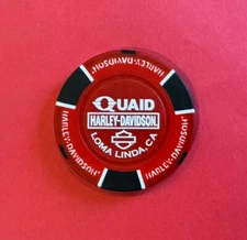 HARLEY DAVIDSON POKER CHIP QUAID LOMA LINDA CA RED/BLACK