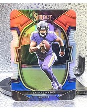 LAMAR JACKSON ~ 2022 Select Concourse Die-Cut Red, Silver & Blue PRIZM 