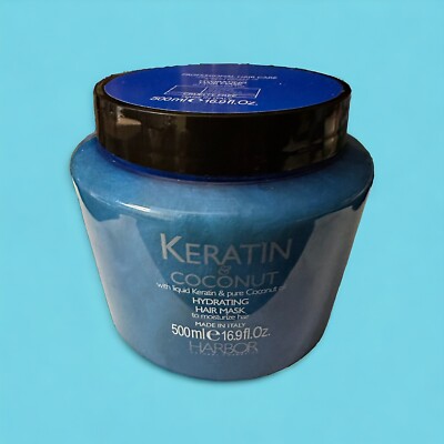 Harbor Natural Cosmetics Hydrating Moisturizer Keratin & Coconut Hair Mask, 16.9