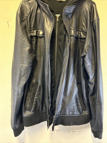 Charles and A Half Faux Leather Moto Biker Black Jacket Size 2X - Picture 7 of 8