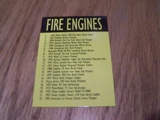 FIRE ENGINES  CHECK LIST # 1 TRADING CARD
