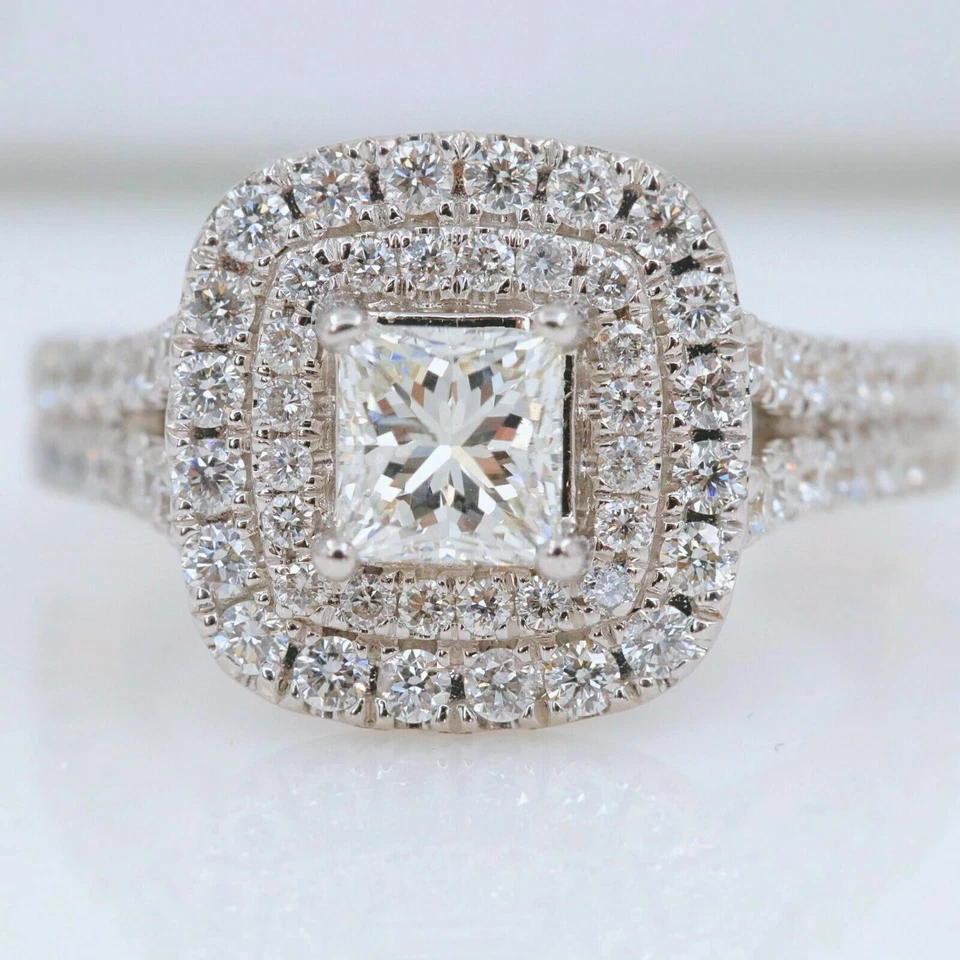 Anillo de compromiso Vera Wang Love Collection 1 1/2 tcw princesa diamante caña dividida Foto 3 de 4