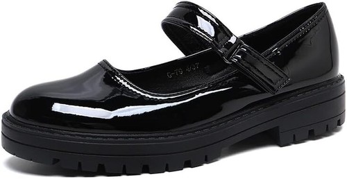 Zapatos escolares Mary Jane negros para niñas - Cómodos uniformes antideslizantes con correa Reino Unido - Imagen 2 de 6