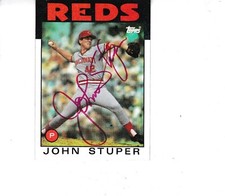 1986 TOPPS BASEBALL #497 John Stuper Cincinnati Reds Signed Autograph -