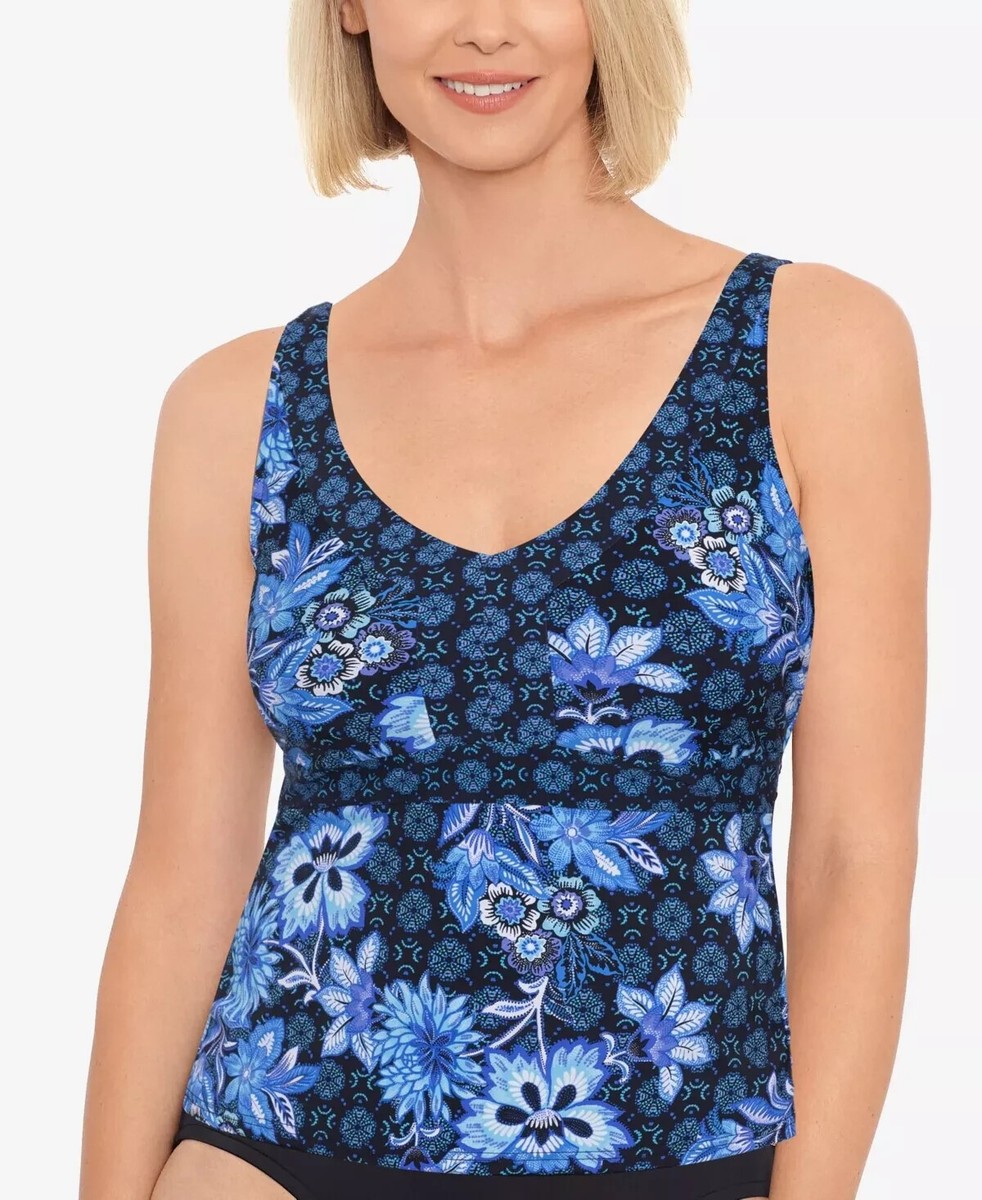 Swim Solutions Women V-Neck Tummy-Control Tankini Top Hideaway