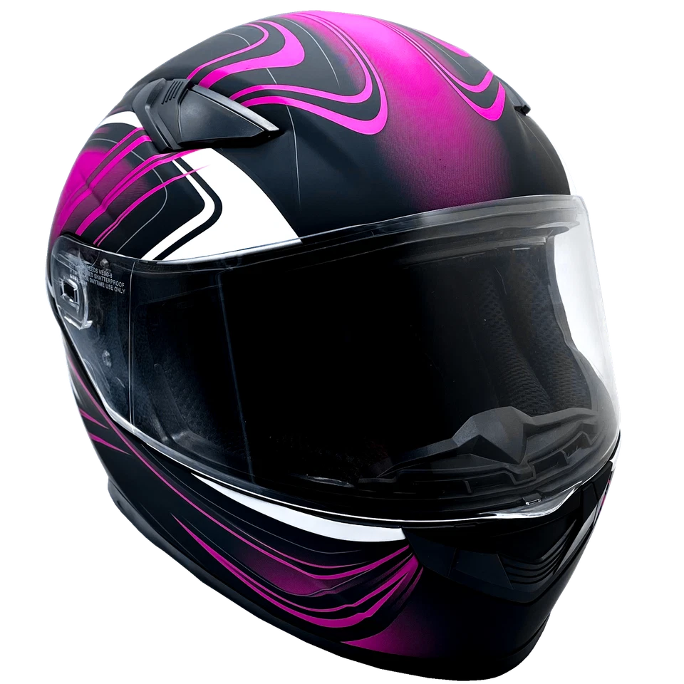 Casco de moto de nieve rosa cara completa lente doble protector térmico visera solar retráctil Foto 4 de 4