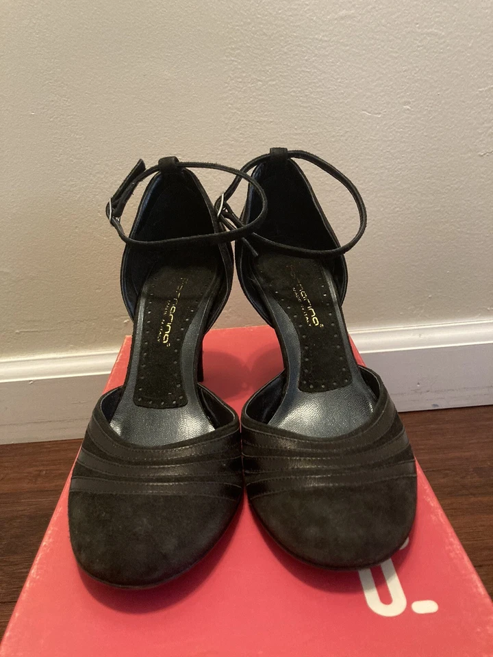 Sandalias informales de vestir de gamuza negra Fornarina tacón zapatos de salón talla 36 5,5 Foto 3 de 4