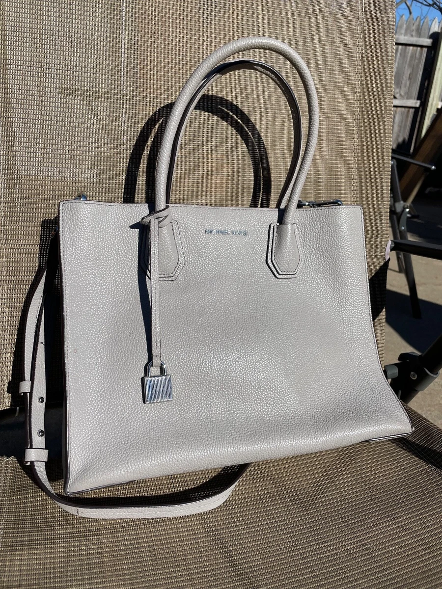 Michael Kors The Mercer Large Tote Pebbled Leather Light Gray