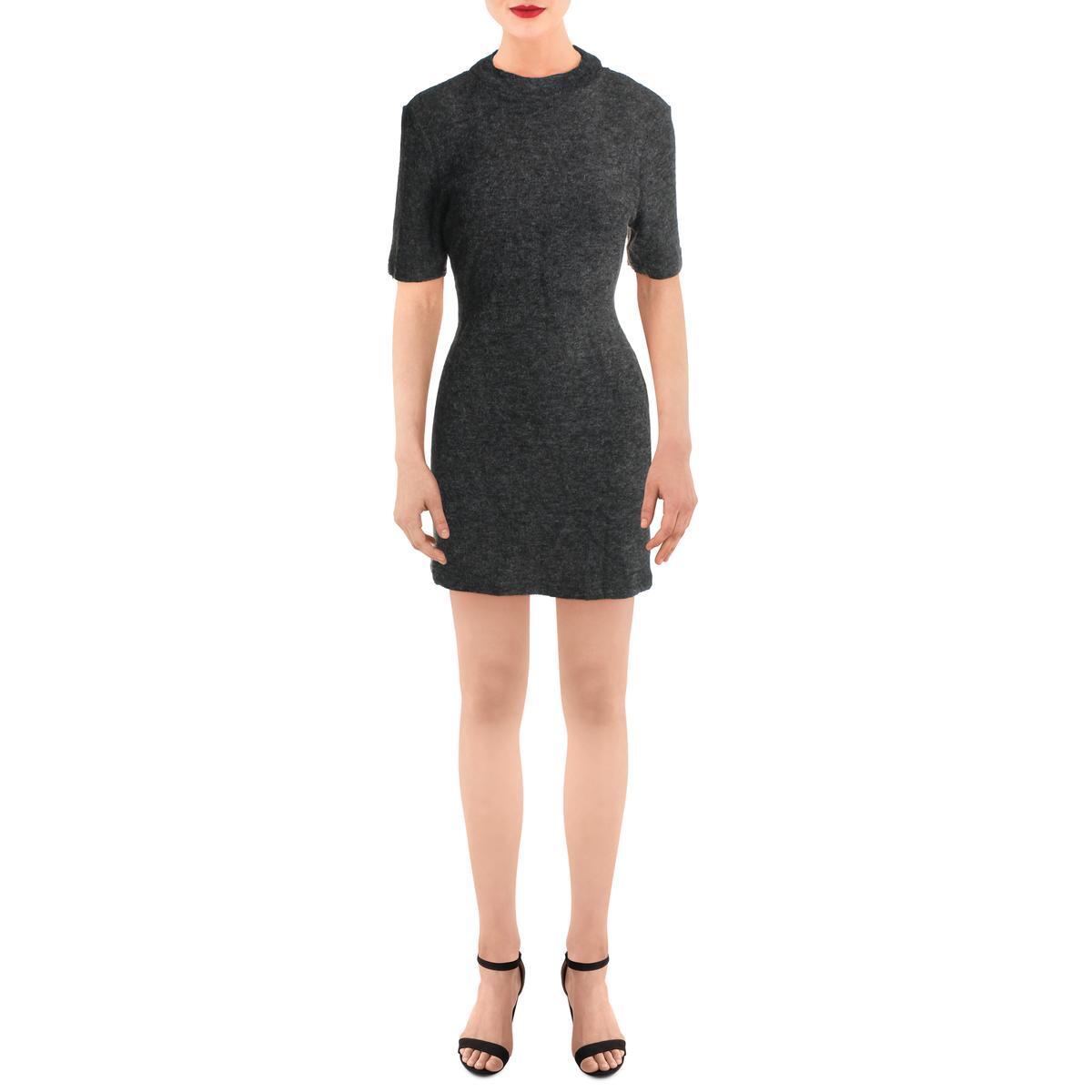 Ontwelfth  Womens Gray Twist Back Short Sleeve Mini Sweaterdress S BHFO 7117