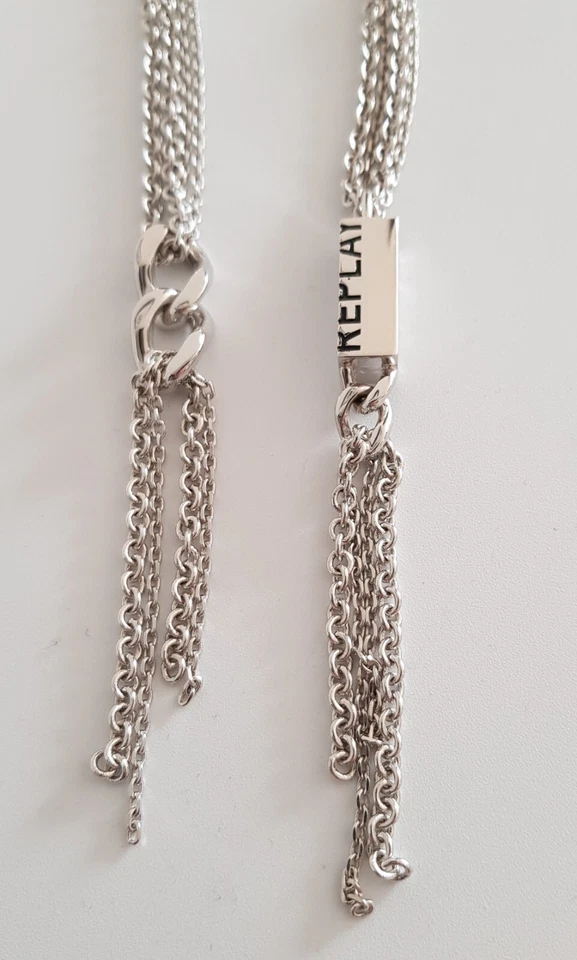 Replay Fransenkette Acciaio Inox Argento RVC249GH Collier A Forma Di Cravatta IN - Immagine 4 di 4