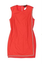 Ted Baker 134620 Womens Solid Red Jeweled Sleeveless Sheath Dress Size 4