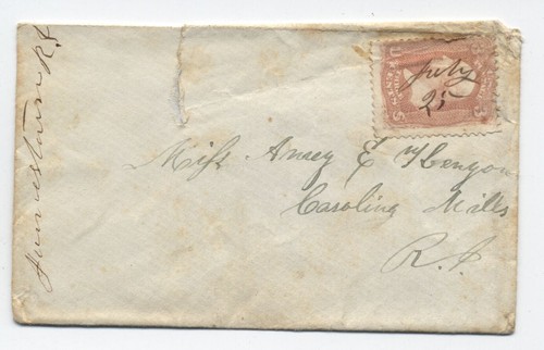1860er Jamestown RI Handschrift Poststempel #65 Cover [y9509] - Bild 1 von 3