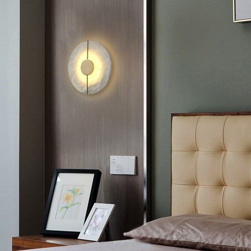 12W LED Living Room Wall Lamp Round Marble Stone Surface Mounted Light Fixture - Picture 7 of 22