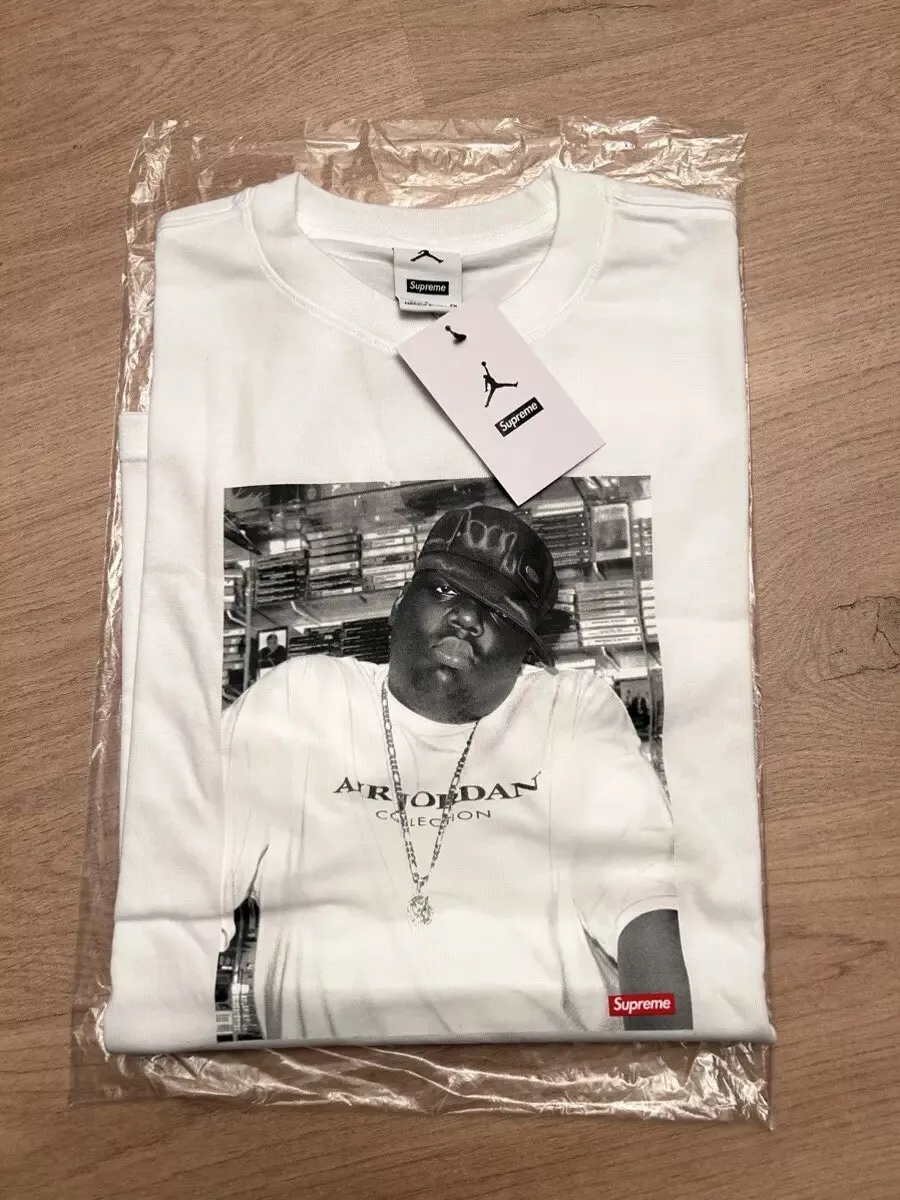 Supreme x Air Jordan Biggie S/S Top FW24 Notorious BIG T Shirt   Large Blanc