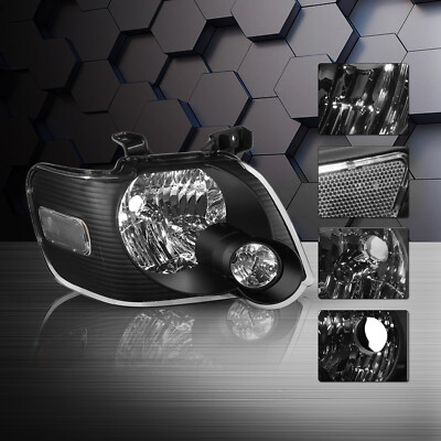 Black Headlight Pair For 2006-2010 Ford Explorer - Left & Right Halogen Assembly