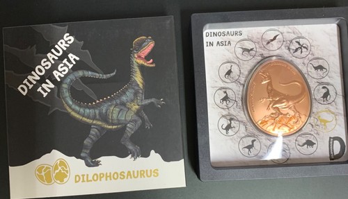 SAMOA 2023 Kupfermünze und vergoldet, 20c Dinosaurier in Asien, ISI