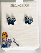 Pretty Sterling Silver 925 Butterfly Stud Earrings With Rhinestone