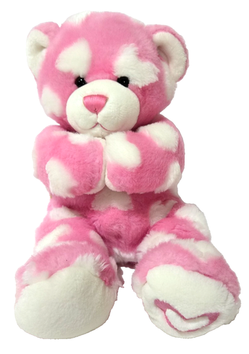 Build A Bear rosa weiße Herzen Teddy 16 Zoll magnetische Pfoten Plüsch umarmender Liebesbär