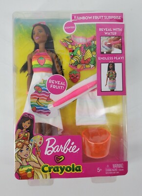 New in Box Barbie Crayola Rainbow Fruit Surprise Doll/Fashions New