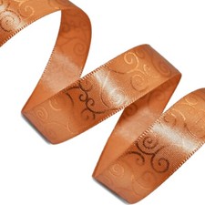 10 Yards Copper Cinnamon Swirl Spiral Satin Ribbon 5/8"W