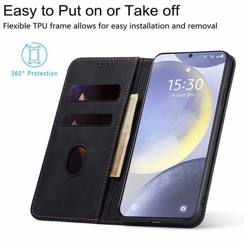 For Samsung Galaxy S24+/S24 Ultra/S24 FE Case Leather Pouch Flip Cover Accessory - Zdjęcie 19 z 28