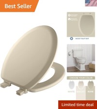 Cameron Bone Toilet Seat, Non Slip Heavy Duty Wood, Easy Clean, Elongated