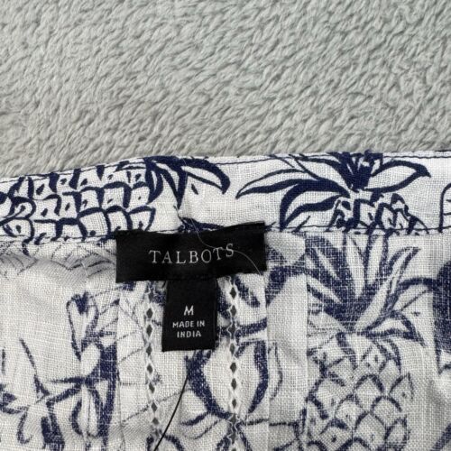 Talbots Womens Top Medium Blue Floral Lightweight Linen Sleeveless V Neck Tunic - Picture 4 of 11