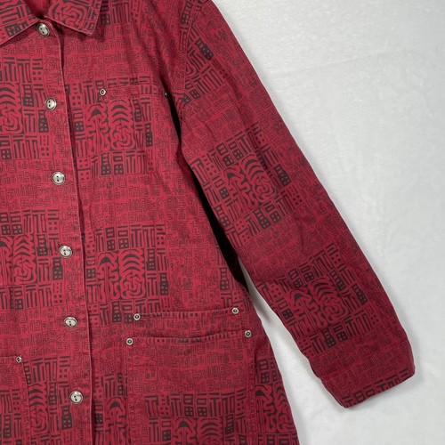 Chicos Design Hemd Damen 2 rot Metall Azteken Knopf Langarm Shacket Taschen - Bild 3 von 10