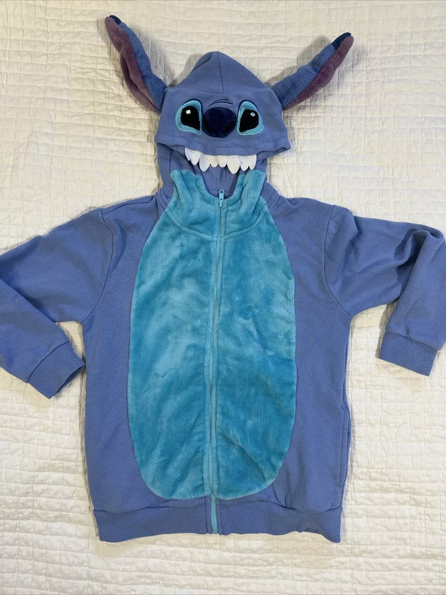 Stitch Costume Hoodie soft and fuzzy zip hood 3D ears kids Large