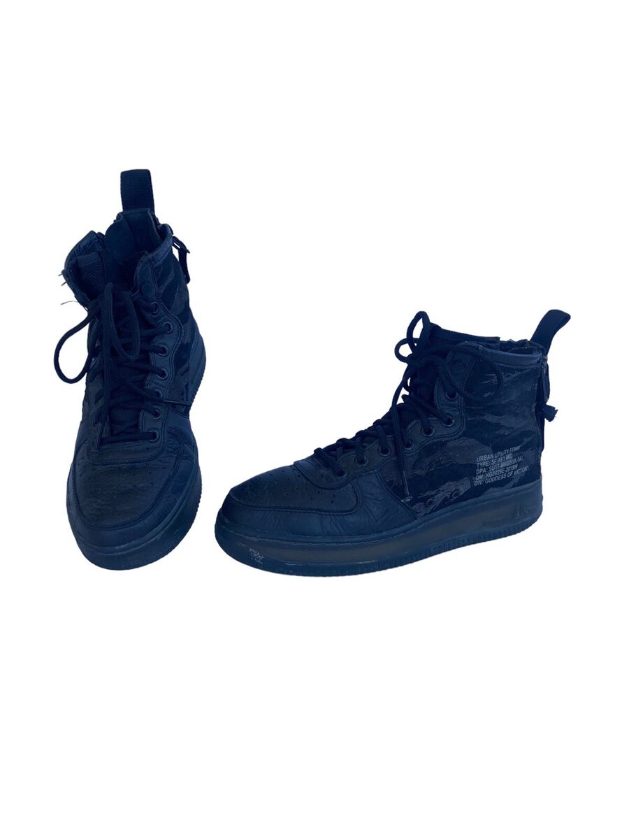 Nike- SF AF1 Mid QS Shoes in Black/Black AA7345-001 US 6 EU Nike- SF AF1 Mid QS Shoes in Black/Black AA7345-001 US 6 EU