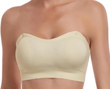 NWT Women's Strapless Tube Top Bra Size XL Bandeau Non Slip Silicone Beige Ivory
