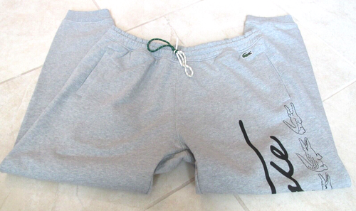 NEW Lacoste Signature And Croc Sweatpants Jogging Pants Mens XXL Grey XH2626 - Picture 2 of 4