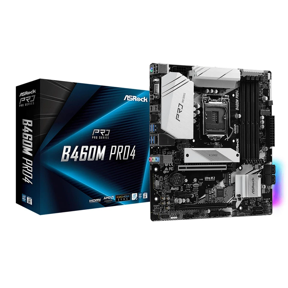 ASRock B460M PRO4 Mainboard - Motherboard m-ATX B460 DDR4 LGA 1200 USB-C, 2x M.2