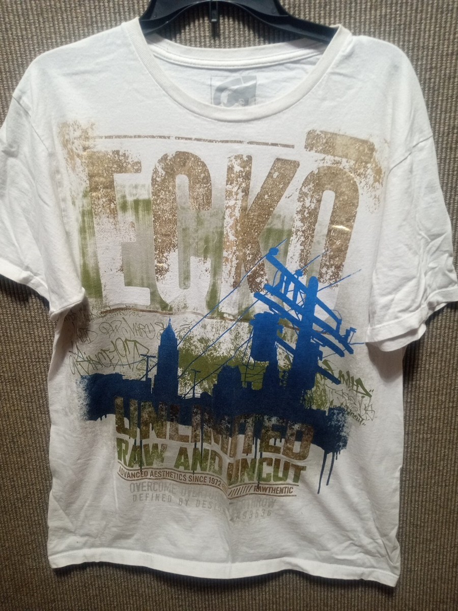 Ecko Unltd Shirt Mens Large White Unlimited RawThentic Hip