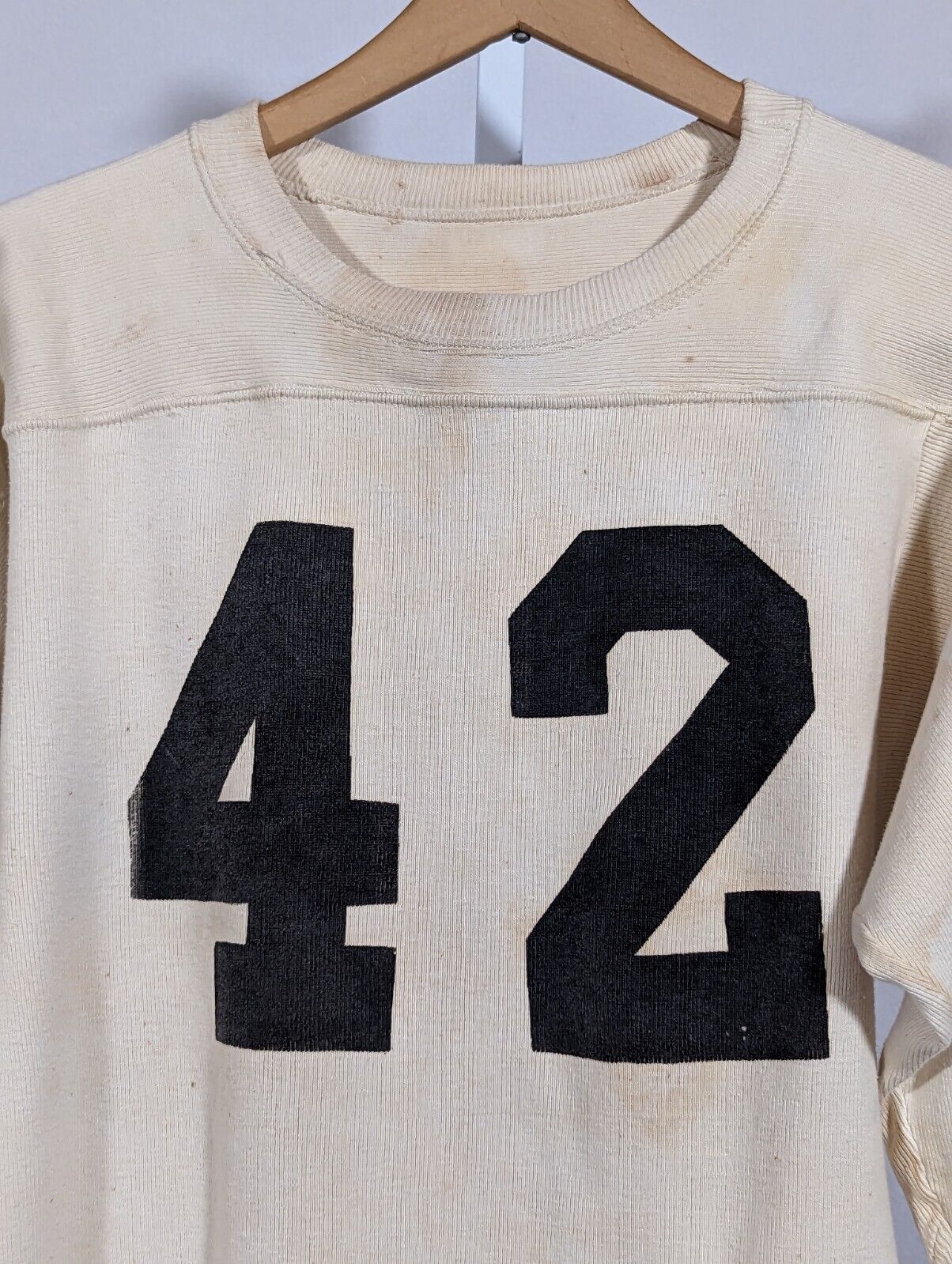 Vintage 30s 40s Athletic Football Cotton Jersey E… - image 4