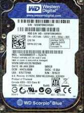 WD5000BEVT-75ZAT0, HHCVJBBB, WESTERN DIGITAL SATA 500GB WXNY JAN 2009