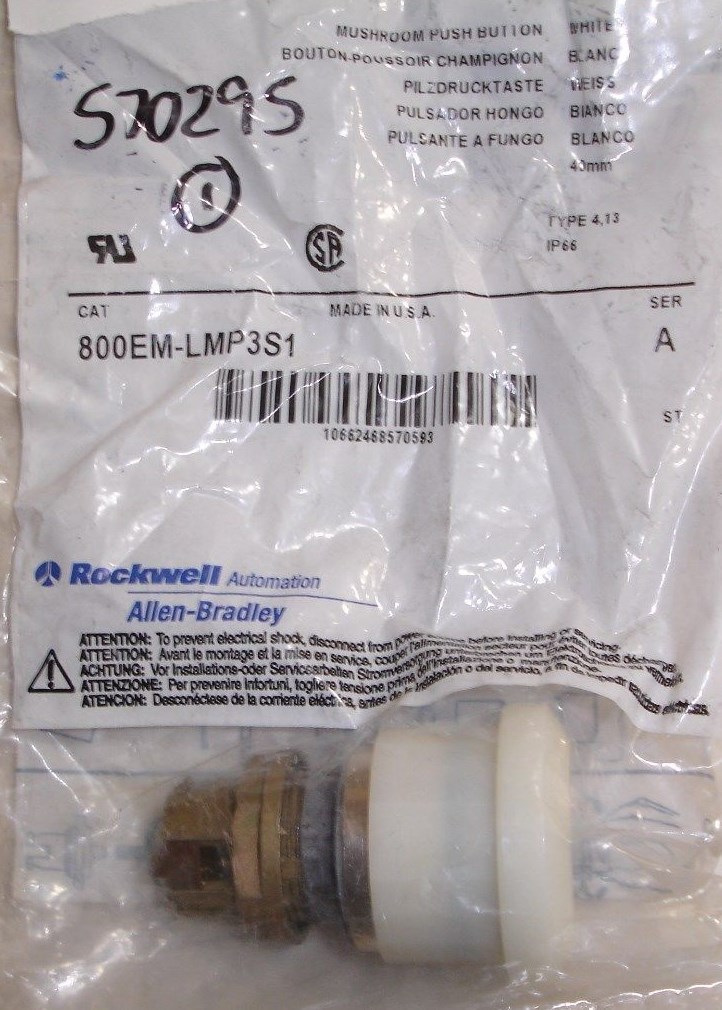 New Allen Bradley Rockwell Automation 800EM-LMP3S1 22.5 MM White Push Pull