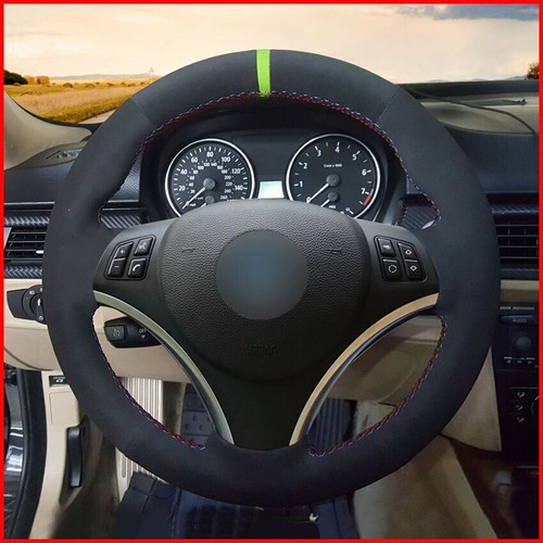 Suede Steering Wheel Cover for BMW E90 E91 E92 E93 E87 E81 E82 E88 X1 E84 G501 - Picture 2 of 8
