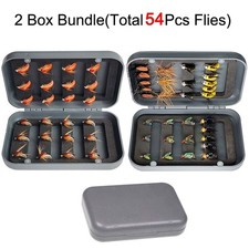 2 Box Bundle(Total 54 Pcs Flies)Fly Fishing Flies Kit-Dry Wet Flies for Trout 