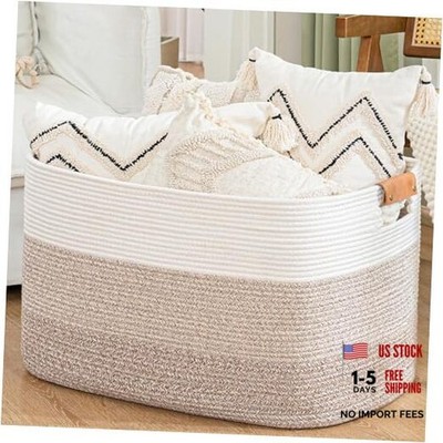  Large Blanket Basket for Living Room, Woven Storage Basket 108L Gradient Brown