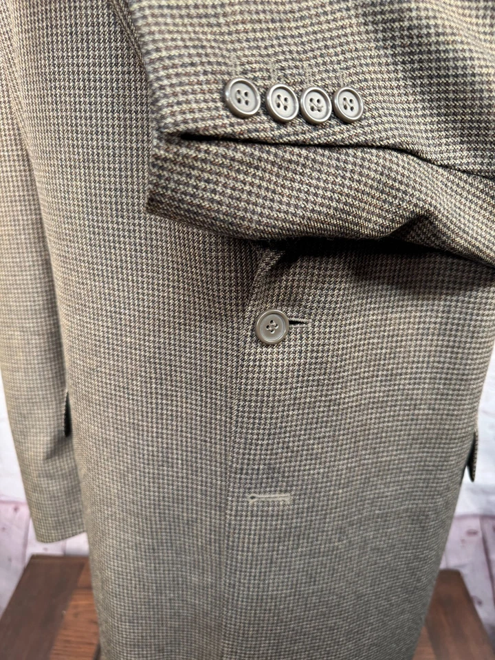 Chaqueta Blazer Abrigo Deportivo Grande y Alto Lana a Cuadros Marrón Súper 120 para Hombres ADOLFO 48R Foto 4 de 4