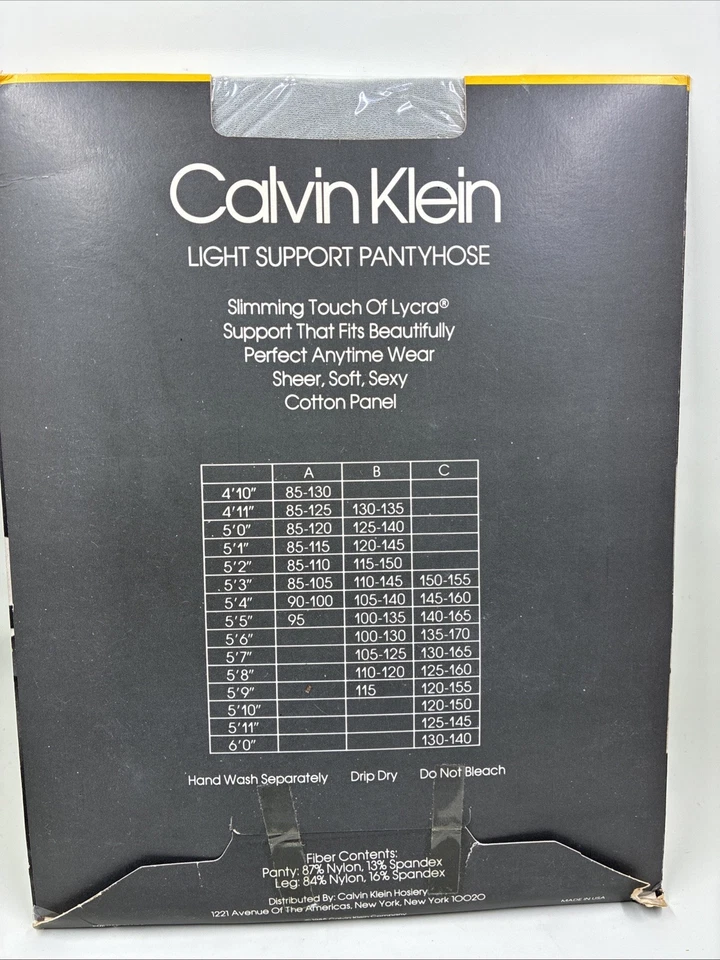 VTG 80s Calvin Klein Light Support Lycra Pantyhose 900 Dove (grey) Size C 1985 - Image 4 of 4