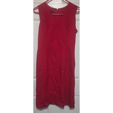 Talbots Red Polka Dot Sleeveless Sheath Dress Size 8 Red Black Retro Workwear
