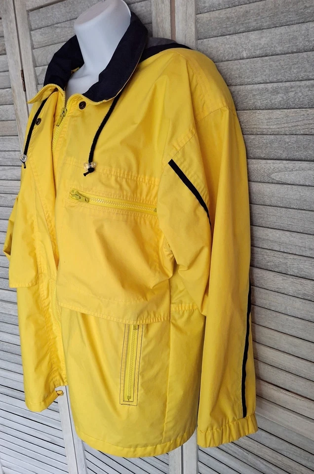 Jaqueta de chuva London Fog feminina X-pequena amarela casaco com capuz bolsos com zíper - Imagem 2 de 4