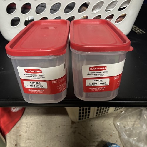 Pair of Rubbermaid 1776471 Racer Red 10 Cup Dry Food Plastic Storage Containers - Picture 1 of 5