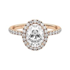 14K Rose Gold IGI Certified Lab Grown Diamond Anniversary Ring 2.25 Ct Oval Cut